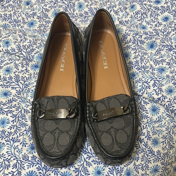 EUC Coach Signature Jacquard Logo Flat Loafers Size 7 - Picture 1 of 8
